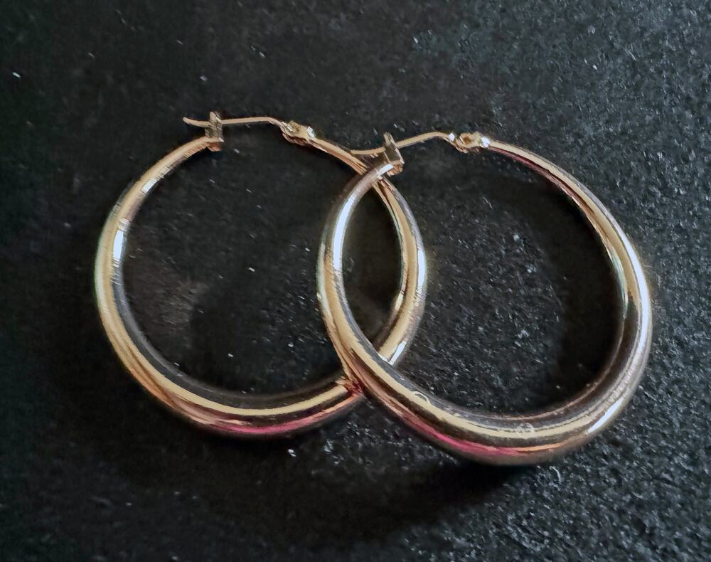 New Rose Gold Plated Sterling Silver 925 1.25 Inch Hoop Earrings  E79